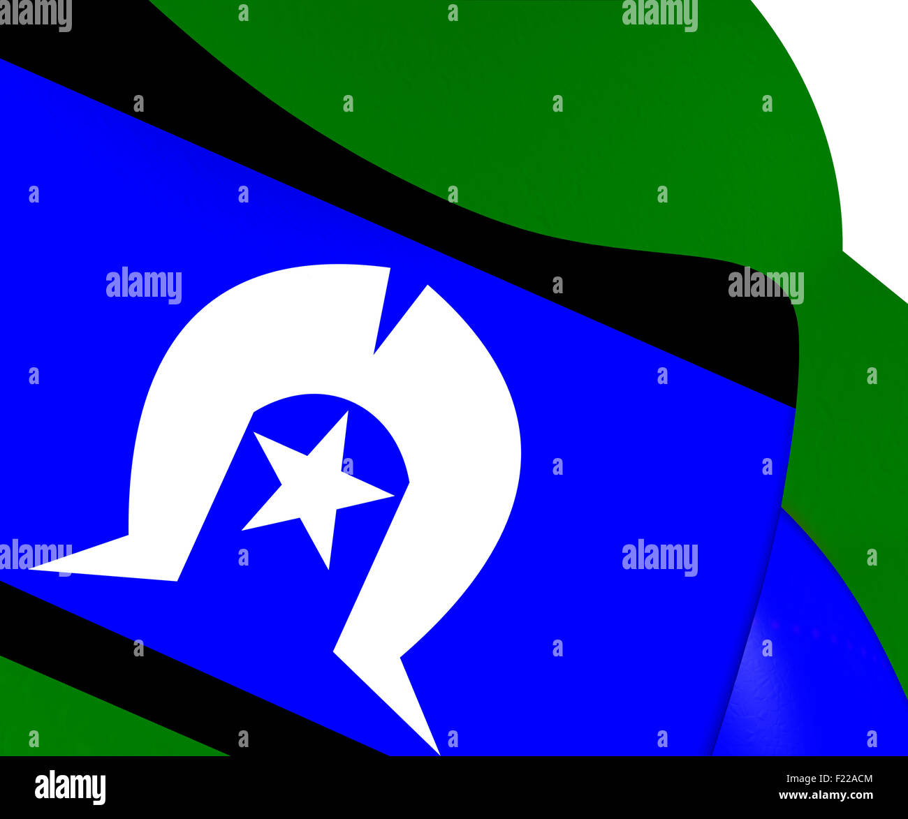 Torres-Strait-Insulaner-Flagge. Hautnah. Stockfoto