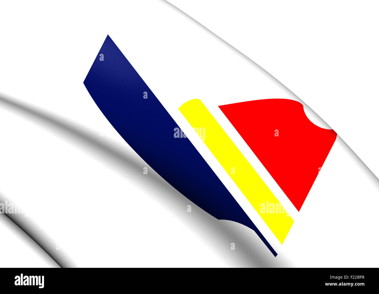 3D Flagge von Peoria, USA. Hautnah. Stockfoto