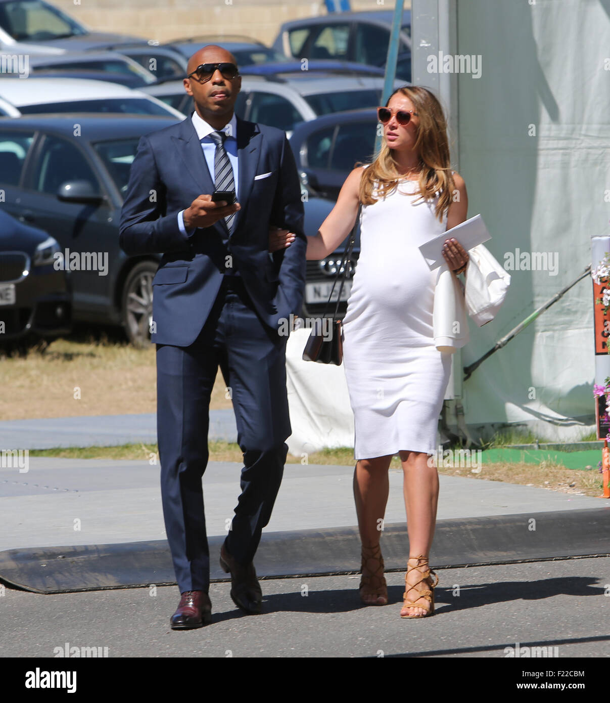 2015 Wimbledon Championships - Tag 12 - Promi-Sichtungen mit: Thierry Henry, Andrea Rajacic Where: London, Vereinigtes Königreich bei: 10. Juli 2015 Stockfoto