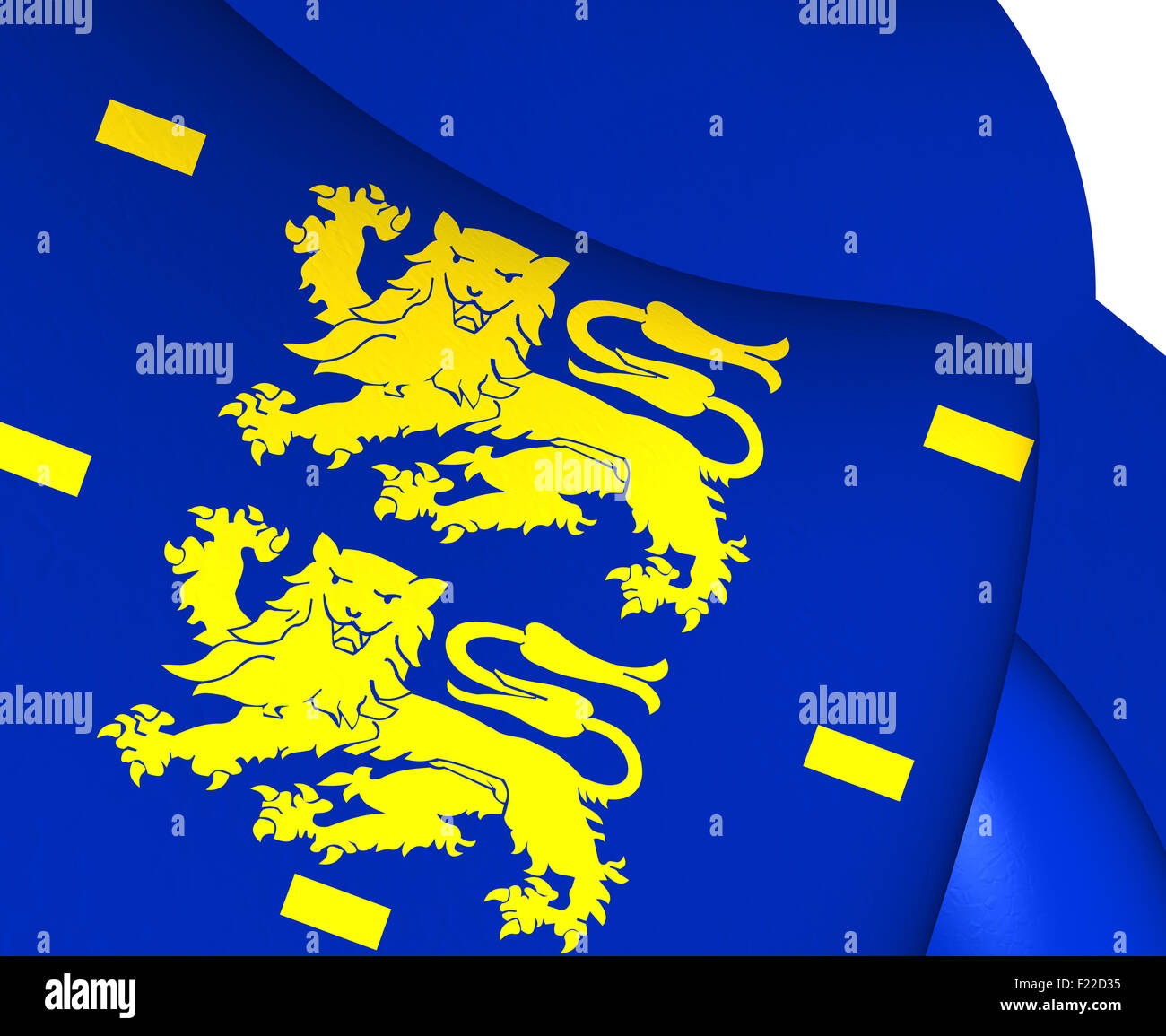 3D Flagge von West Friesland, Niederlande. Hautnah. Stockfoto