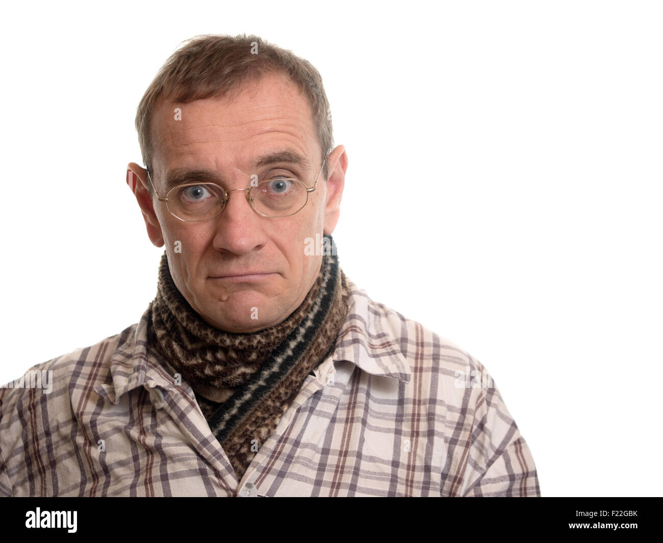 Erkälteter Mann Mit Schal Stockfoto
