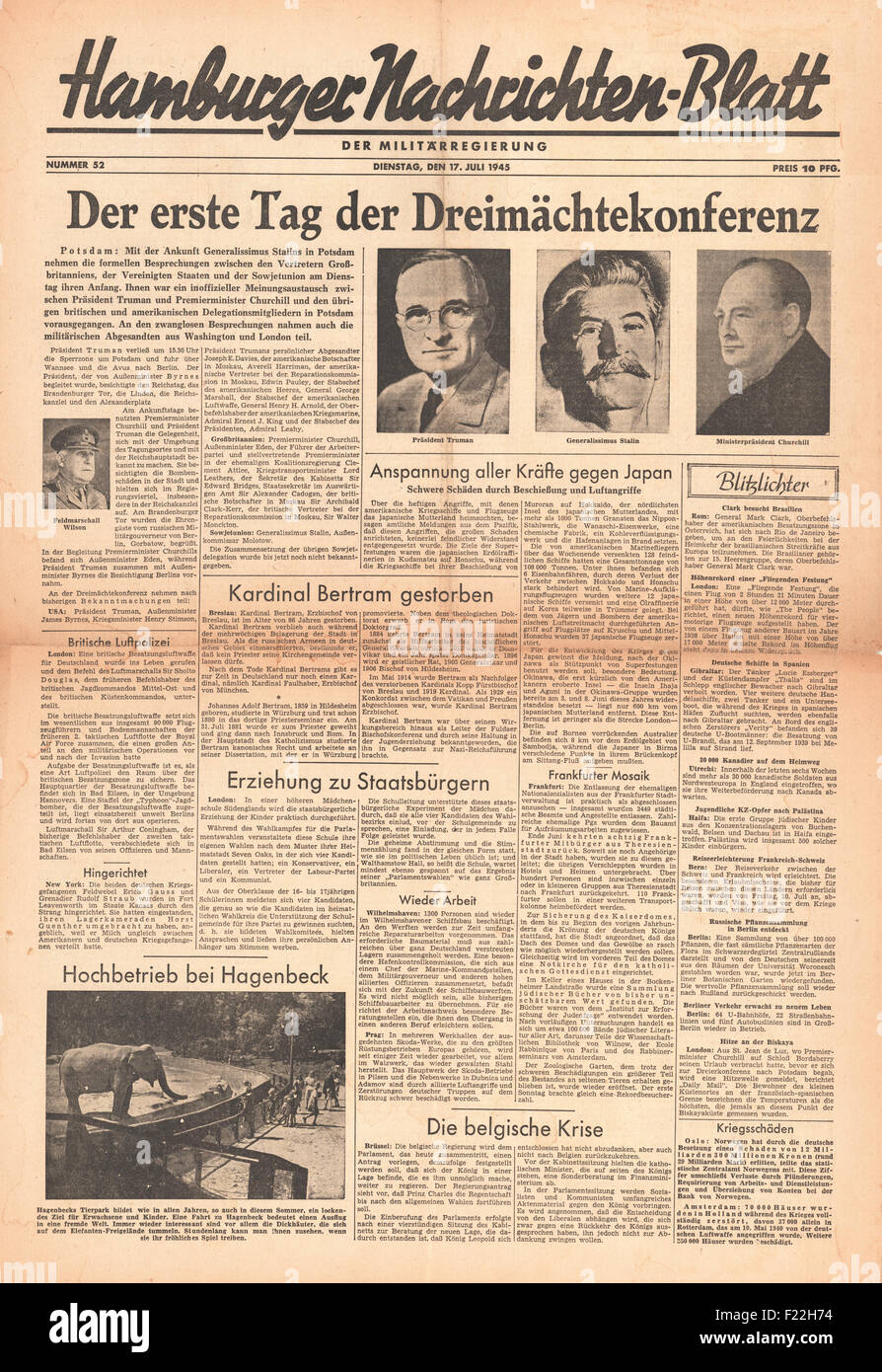 Die großen 3 potsdamer konferenz 1945 Fotos und Bildmaterial in hoher