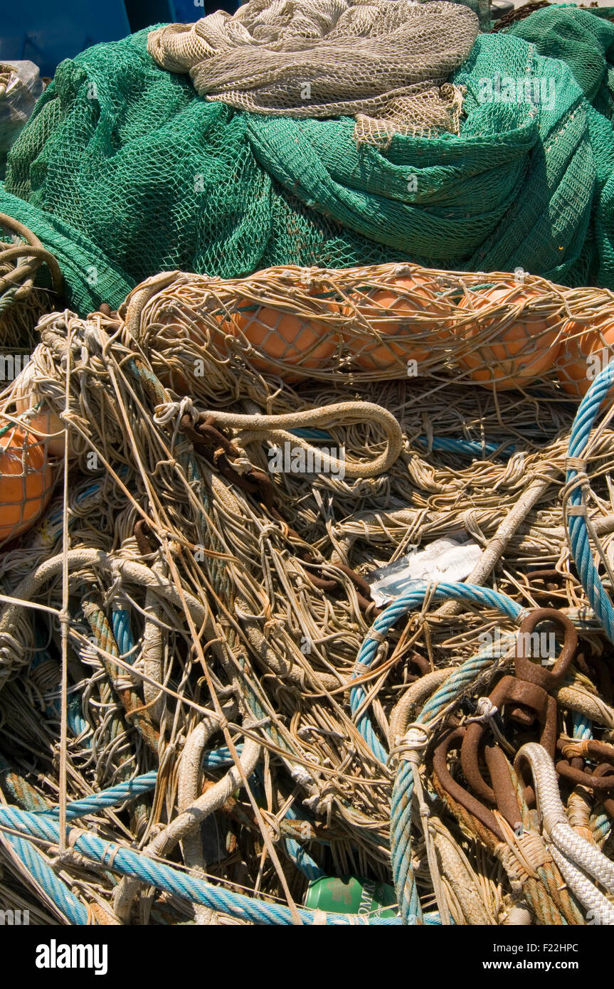 Fischernetz Netze Trwaler EU-Quote Systeme Quoten leeren trocknen Catch Fänge fallen Lager Bestände Fische fangen Stockfoto