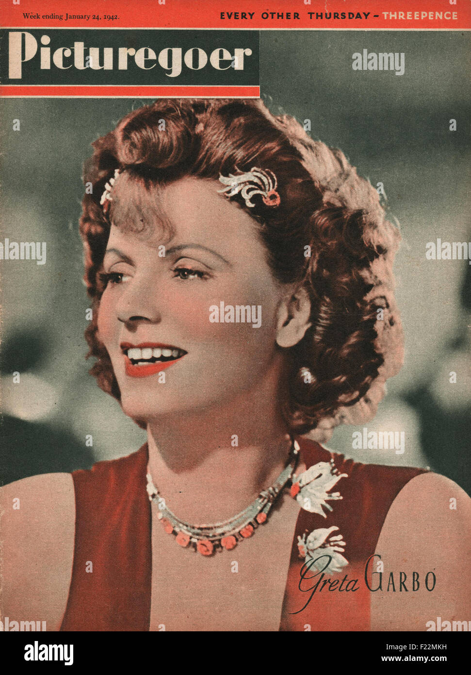1942 Picturegoer Magazin Greta Garbo Stockfoto
