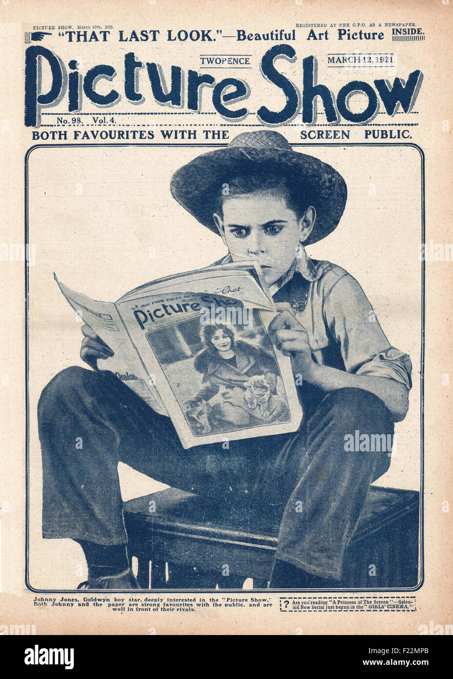 1921-Bild zeigen Johnny Jones Stockfoto