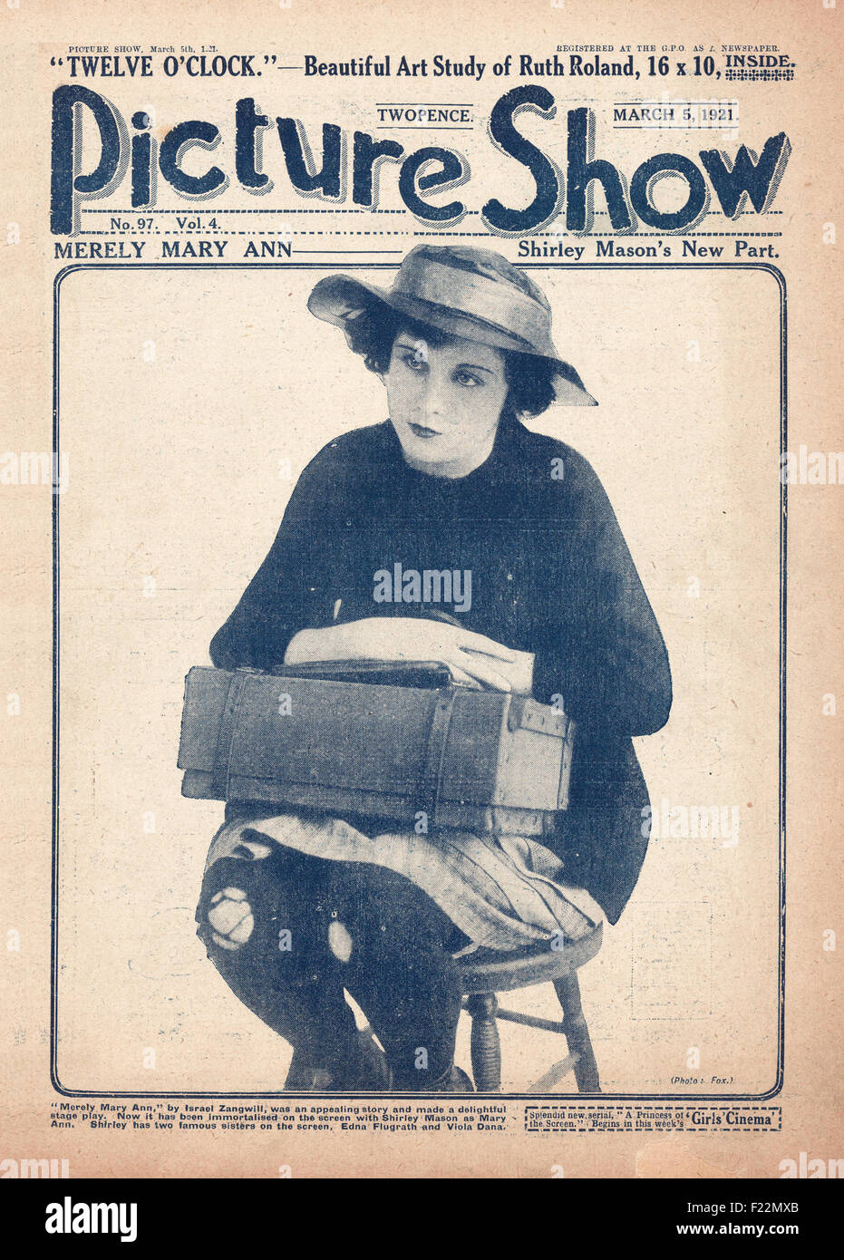 1921-Bild zeigen Shirley Mason Stockfoto