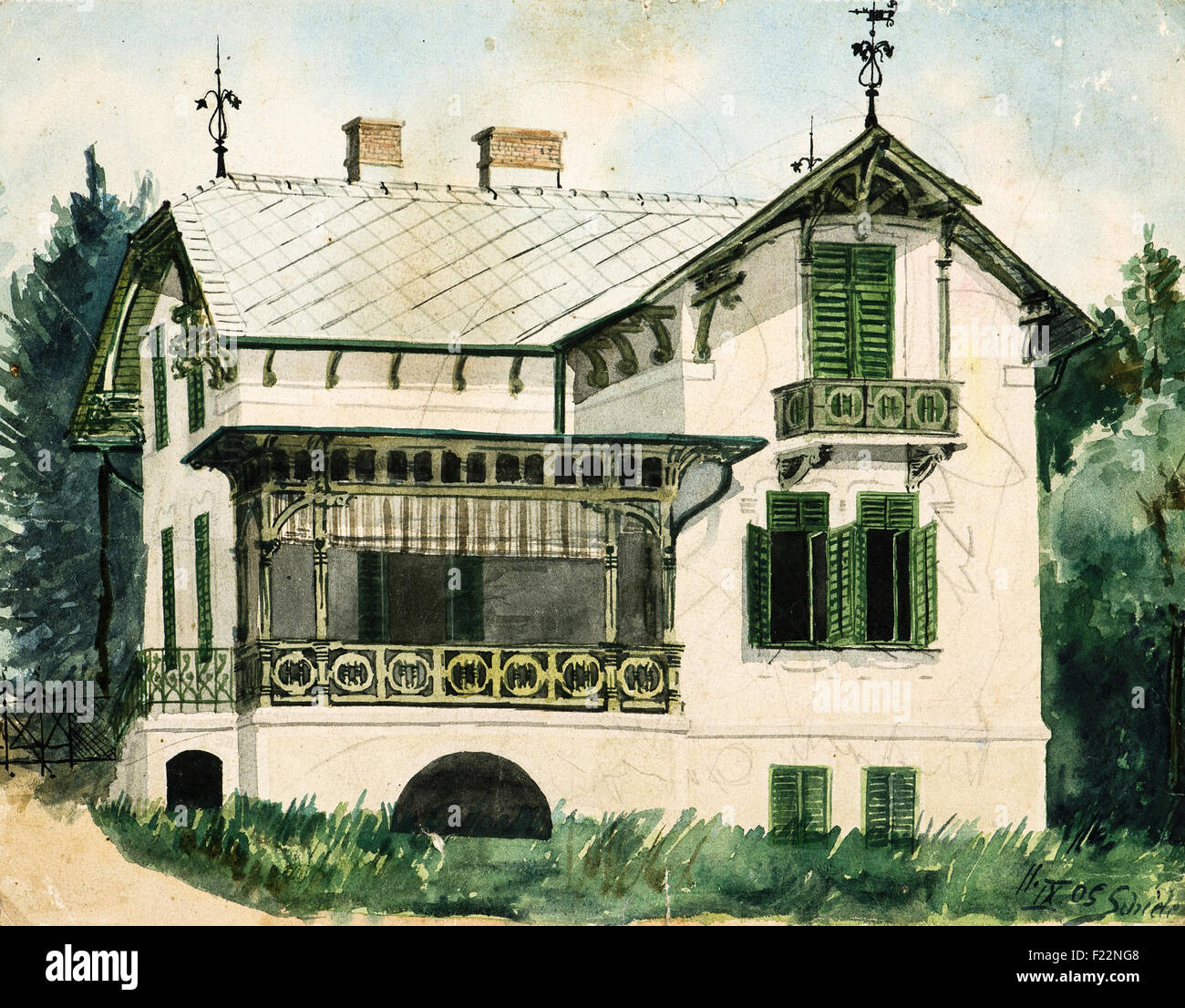 Egon Schiele - Haus mit Veranda Stockfoto