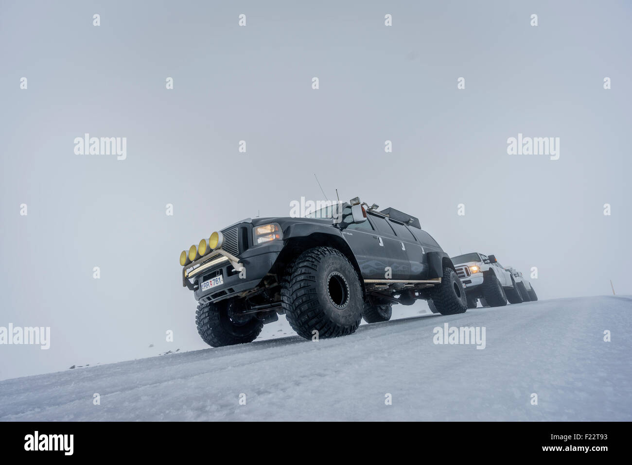 Super-Jeep-Tour im Winter Central Highlands, Island Stockfoto