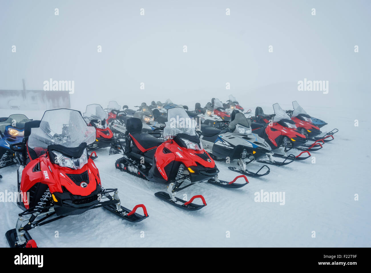 Schneemobil Reise im zentralen Hochland von Island. Stockfoto