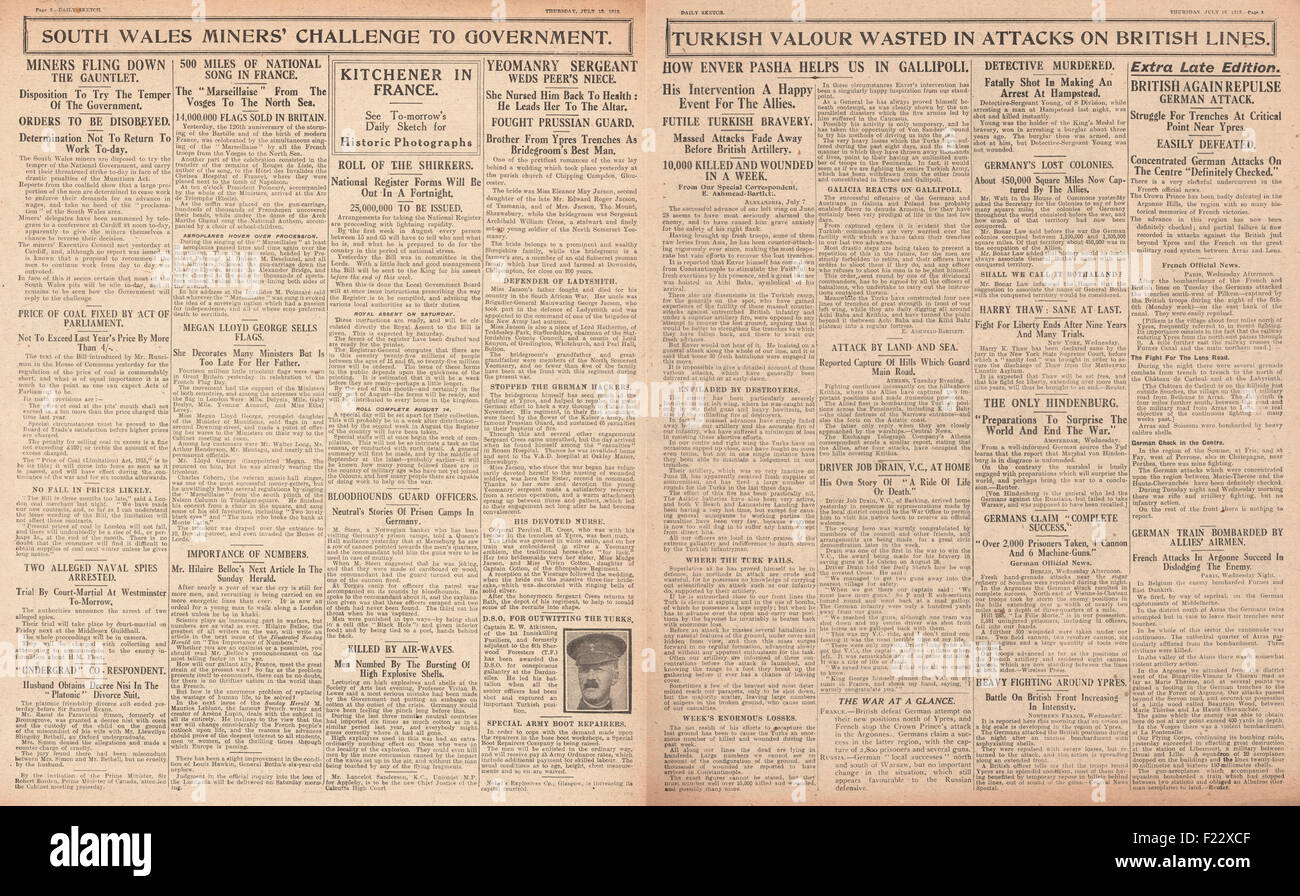 1915 Daily Sketch Schlacht um Gallipoli Stockfoto