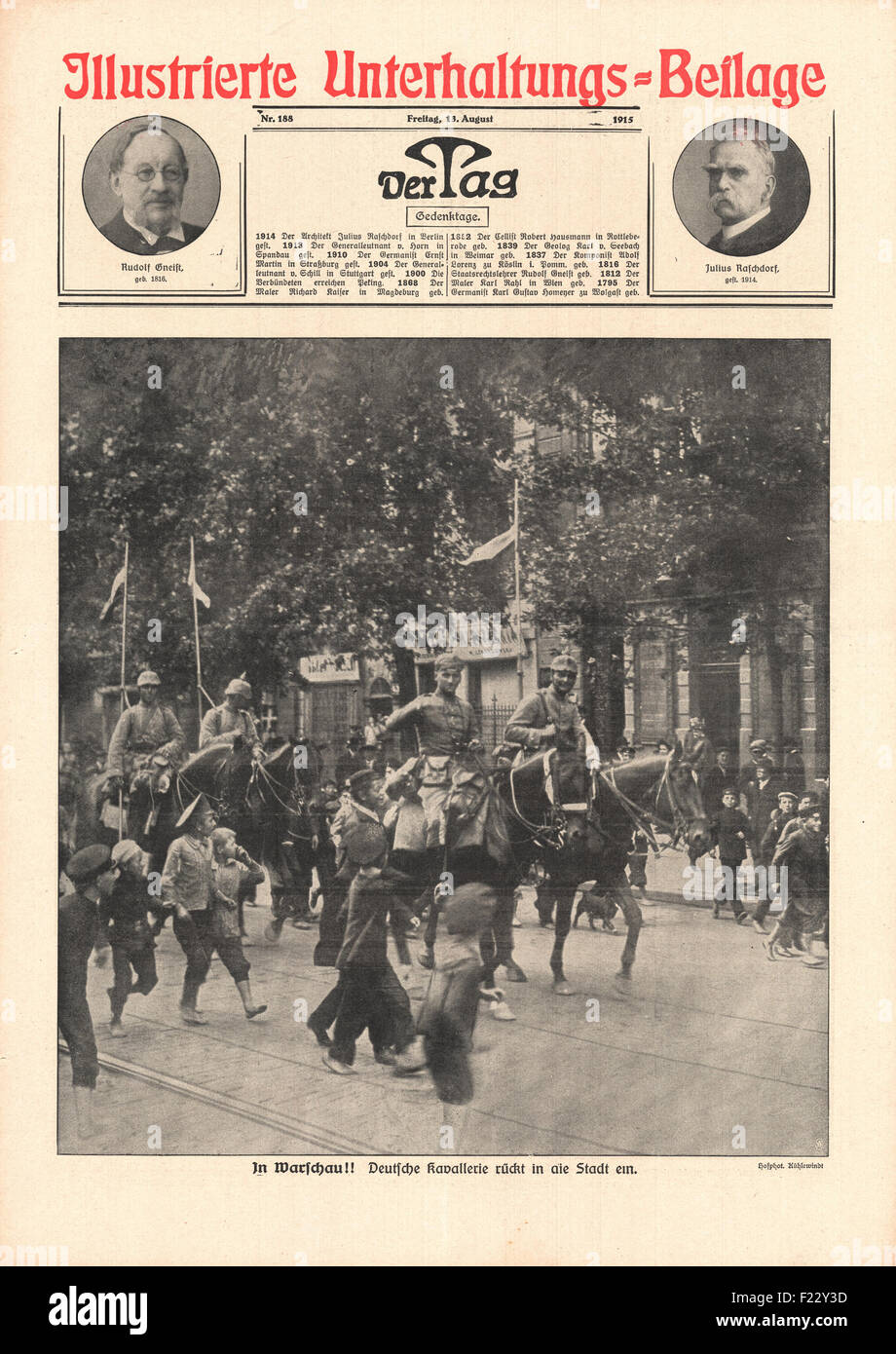 1915 der Tag Deutsche Truppen kommen nach Warschau Stockfoto