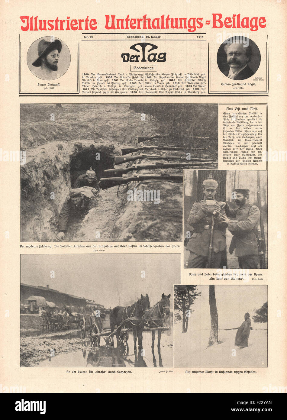 1915 der Tag Deutsche Soldaten in den Schützengräben Stockfoto