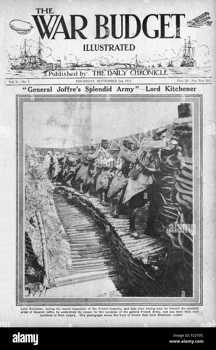 1915 Kriegsbudget Französische Soldaten bereit Ein Graben Stockfoto