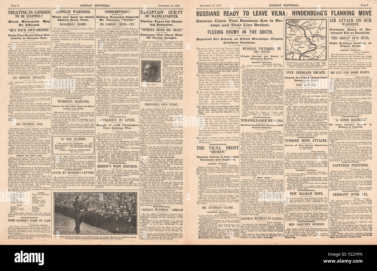 1915 Sonntag Pictoriall Bundeswehr Vormarsch auf Vilna Stockfoto