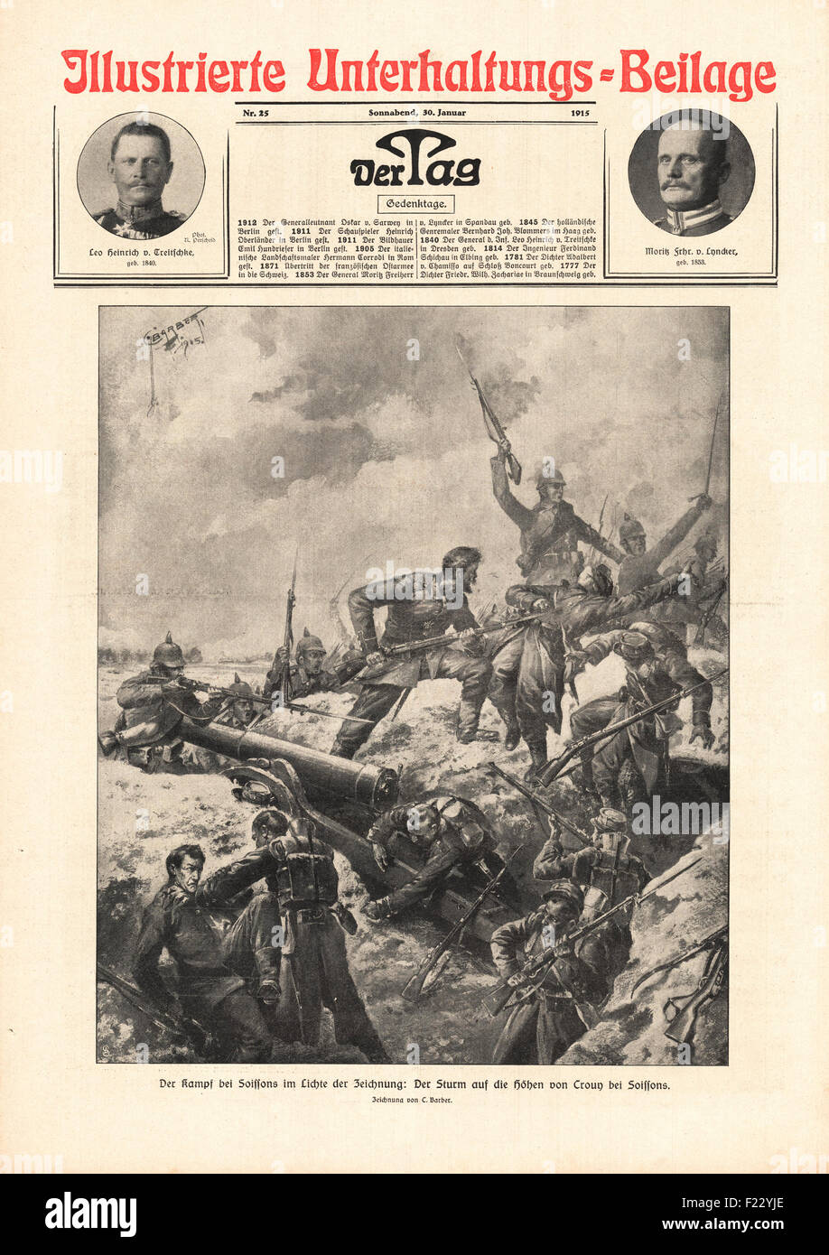 1915 der Tag Deutsche und französische Soldaten in der Schlacht bei Soissons Stockfoto