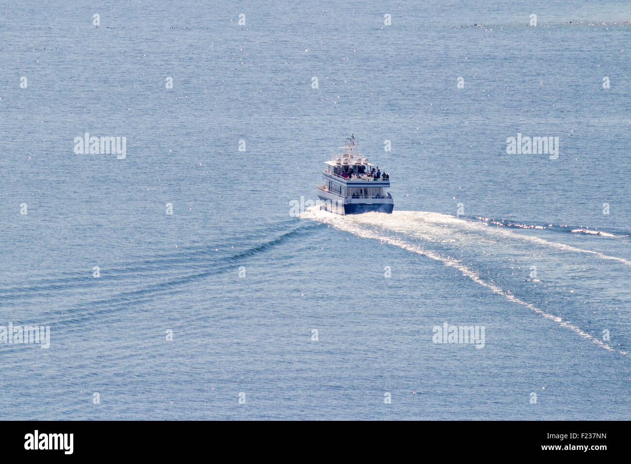 Ein Wal Uhr Boot unterwegs, um die Wale zu sehen. Stockfoto