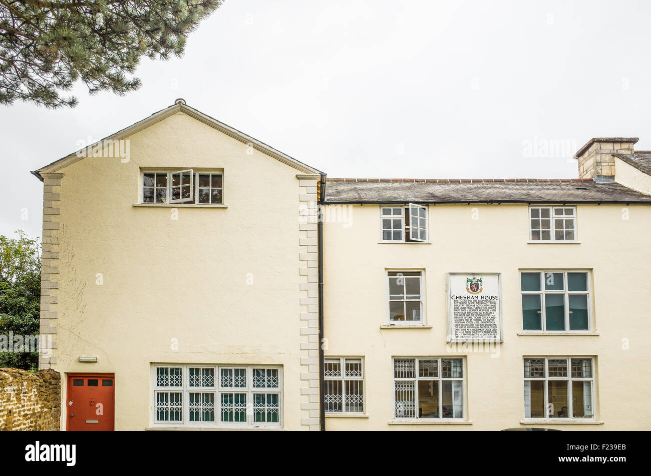 Chesham House, Kettering, 1762 erbaut wurde, dass der Ort Thomas Gotch die Schuhindustrie in der Stadt begann. Stockfoto