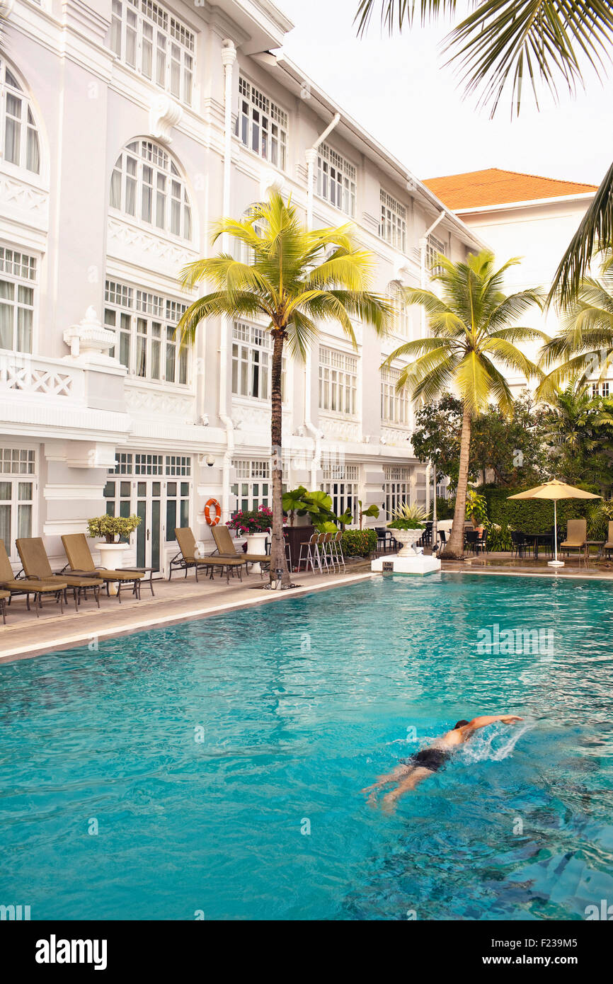 Das Schwimmbad im Hotel E & O, George Town, Penang, Malaysia. Stockfoto
