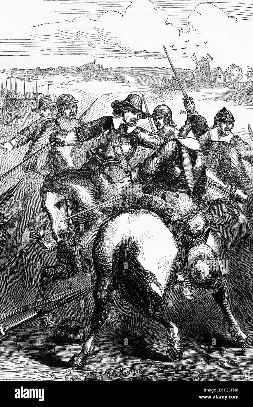 Cromwell über Bezahlung und politischen Forderungen von Soldaten in der englischen New Model Army Banbury Meuterei zu unterdrücken. Einige Meuterer wurden am 13. Mai 1649 in dem Gefecht getötet. Oxfordshire, England Stockfoto