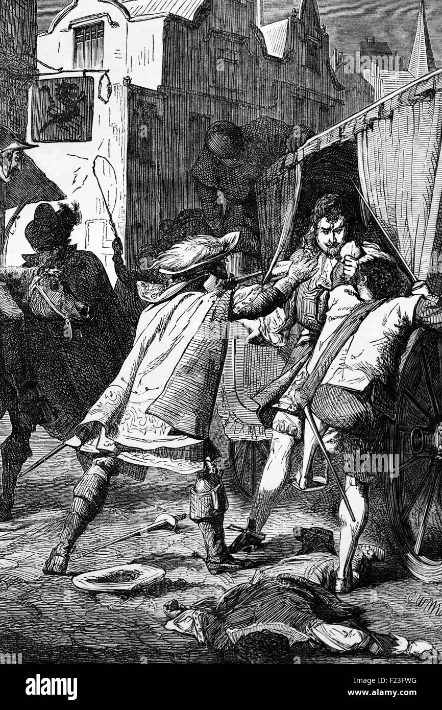 Ein Attentat auf den 1. Duke of Ormonde, Lord Lieutenant of Ireland. Er wurde in London von Thomas Blut und seine Komplizen in der Nacht des 6. Dezember 1670 angegriffen. Er wurde aus seinem Trainer gezerrt und auf dem Pferderücken mit der Absicht, hängen ihn an Tyburn. Ormonde, gelang es jedoch, den Reiter, den er gebunden und entkommen war, zu überwinden. Stockfoto