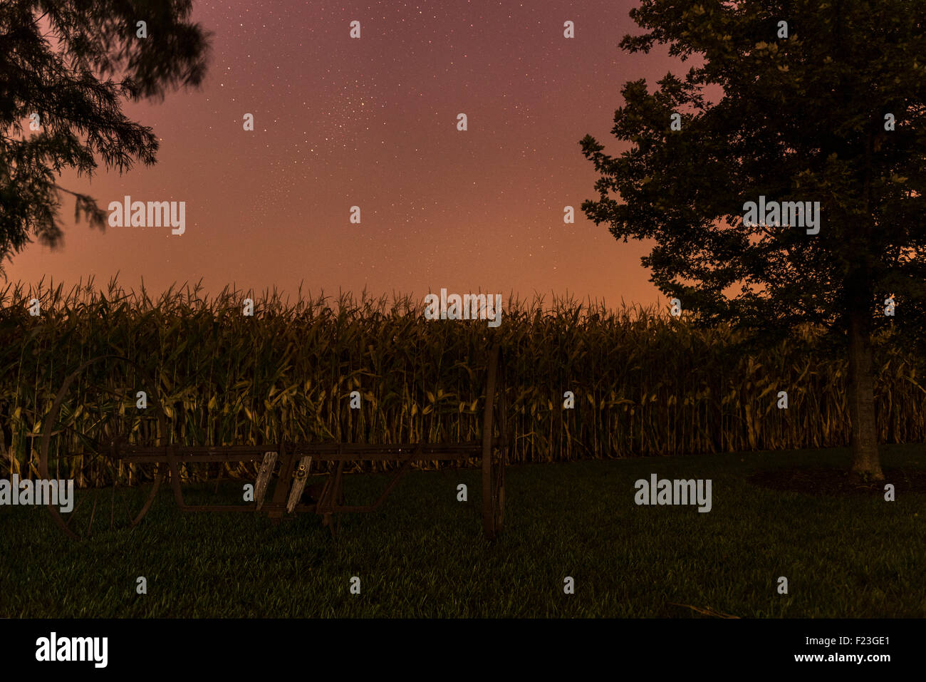 Bauernhof Nachthimmel Stockfoto