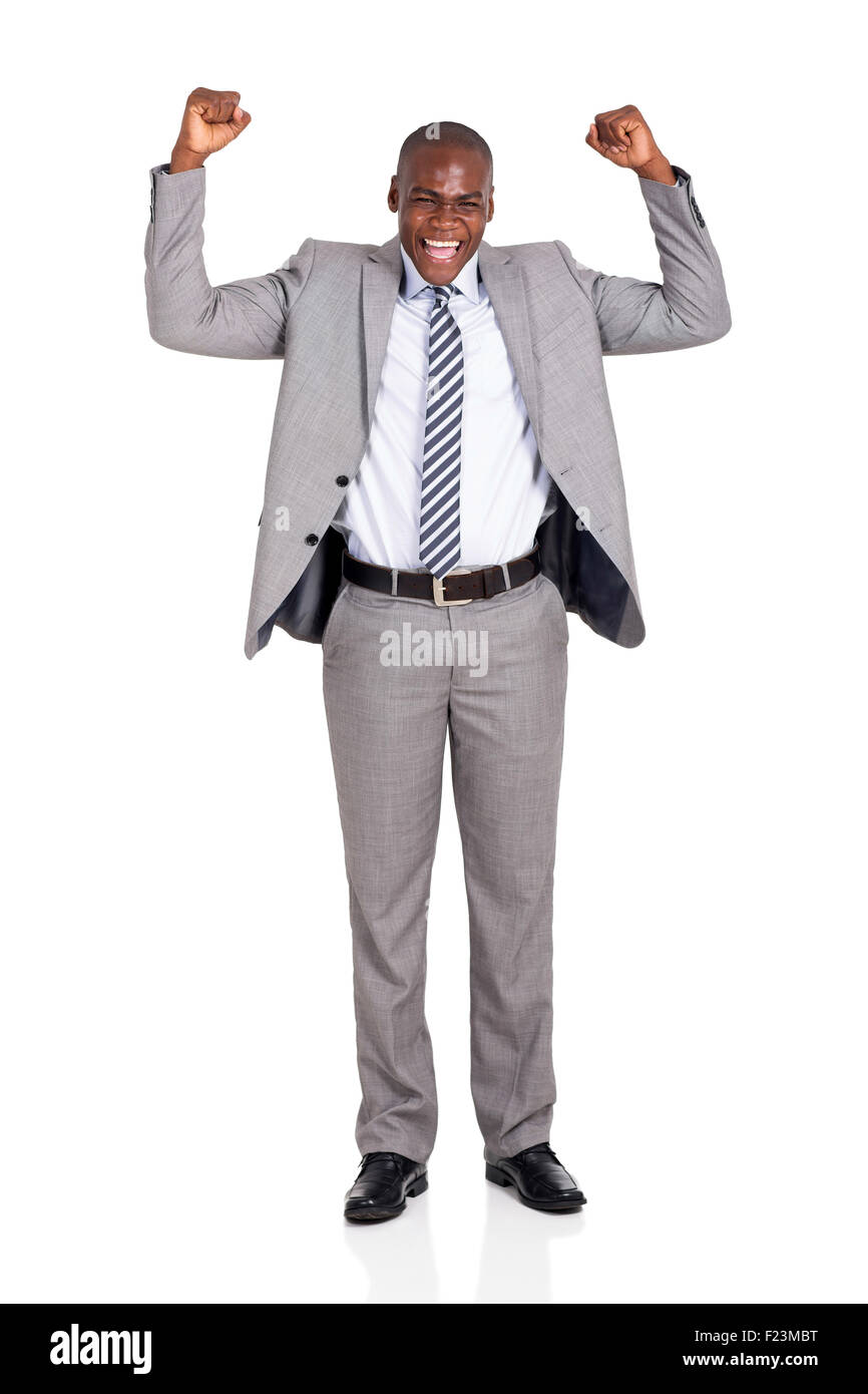 aufgeregt, US-amerikanischer Geschäftsmann, Erfolge feiern Stockfoto