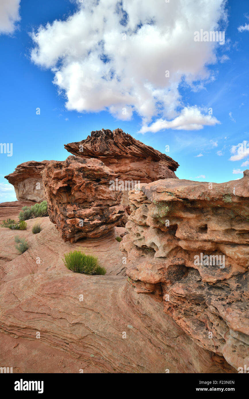 Ausländer, die auf der Suche Felsen entlang Highway 89 in Wasserloch Tribal Park in der Nähe von Page, Arizona Stockfoto