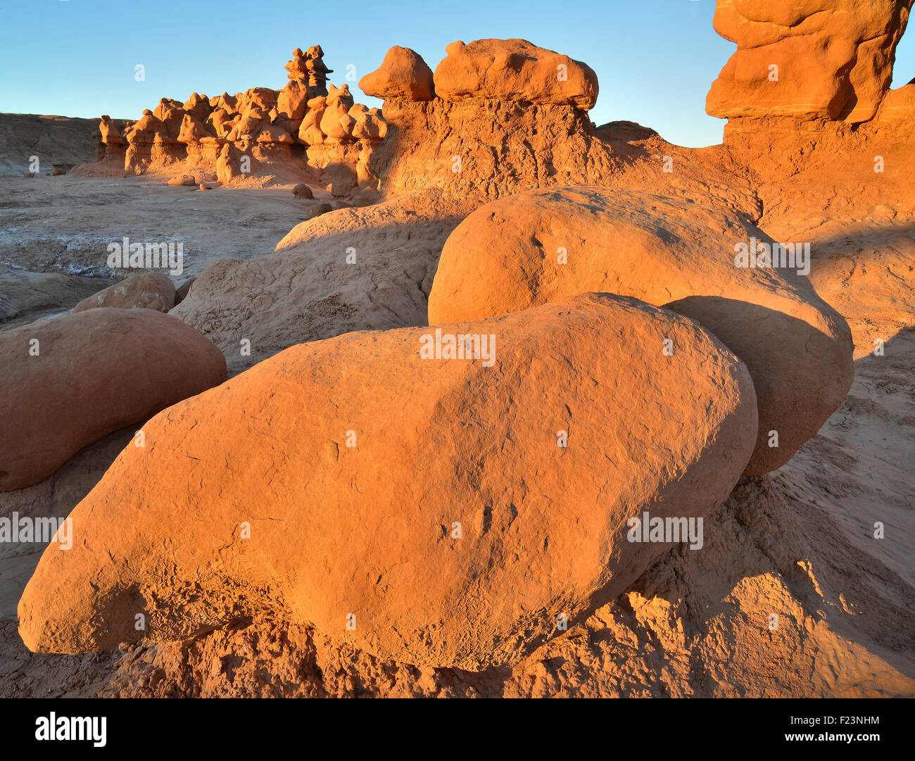 Hoodoos in allen Formen und Größen im Goblin Valley State Park entlang der San Rafael Swell und Highway 24 in Ost-Zentral-Utah Stockfoto