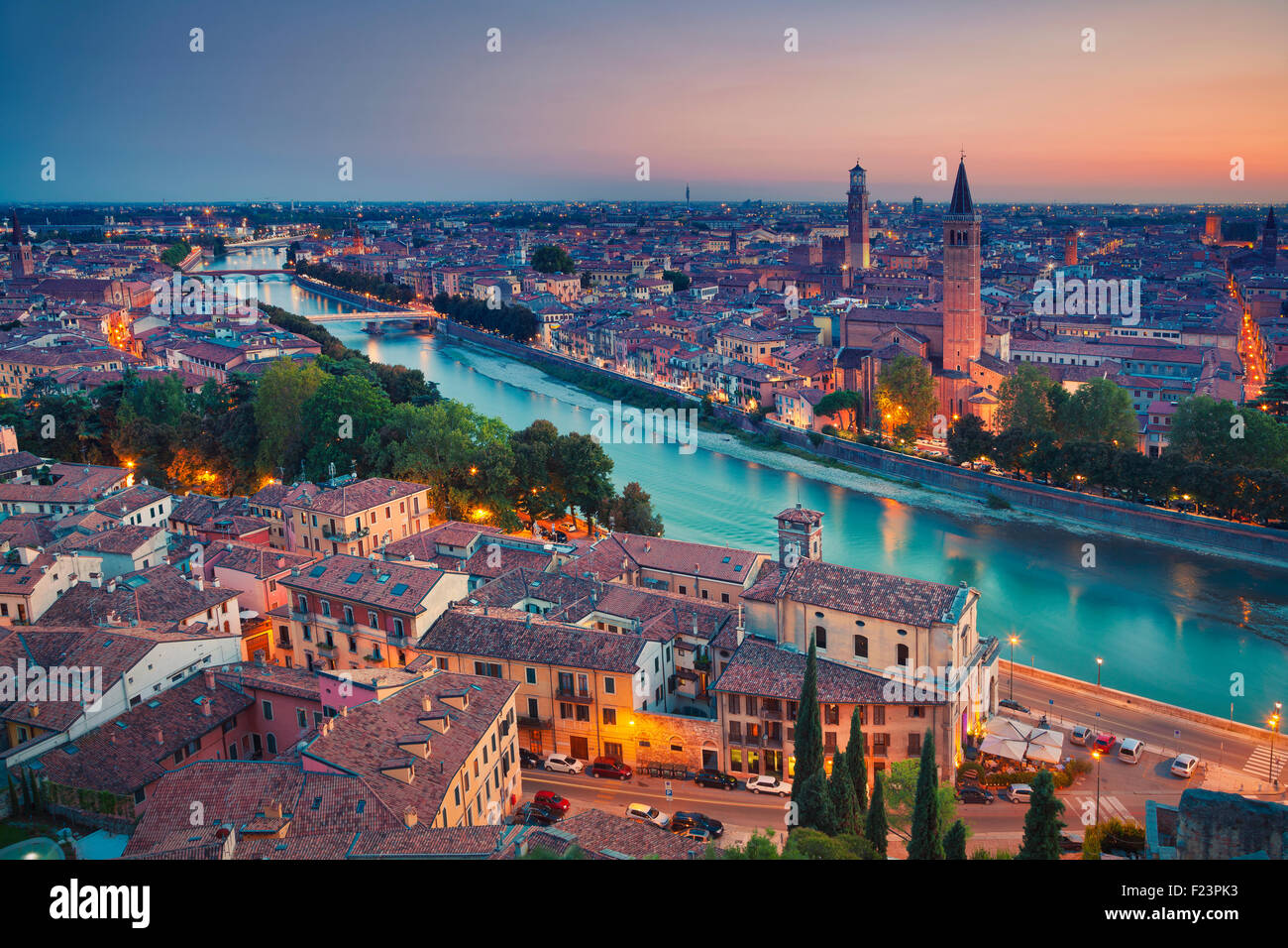 Verona. Bild von Verona, Italien im Sommer Sonnenuntergang. Stockfoto
