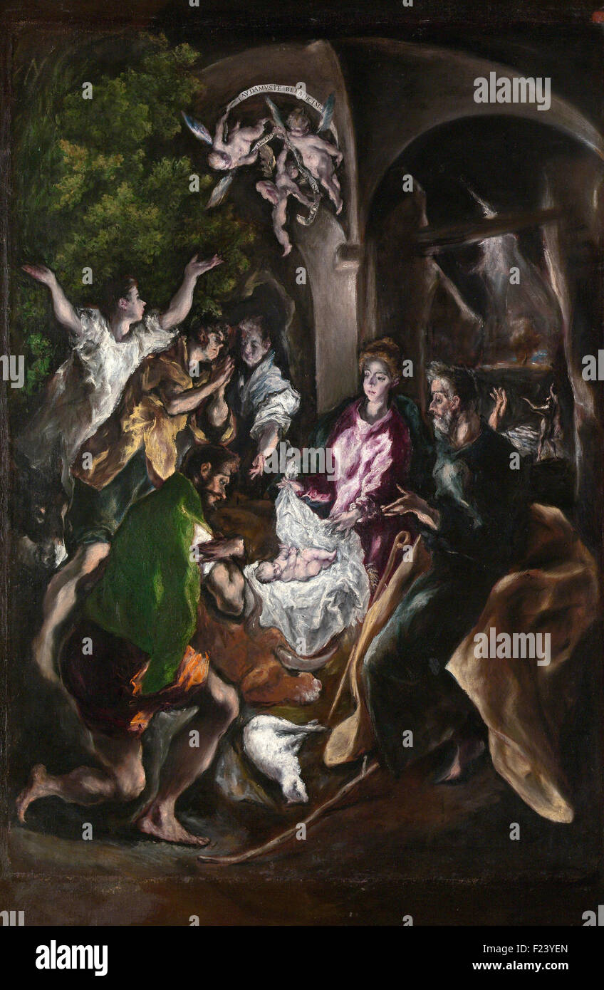 El Greco - die Anbetung der Hirten 13 Stockfoto