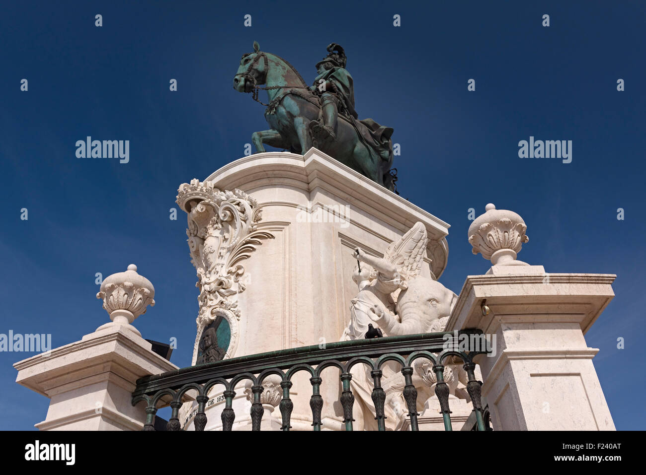 Dom José I Statue Praca Comercio Lissabon Portugal Stockfoto