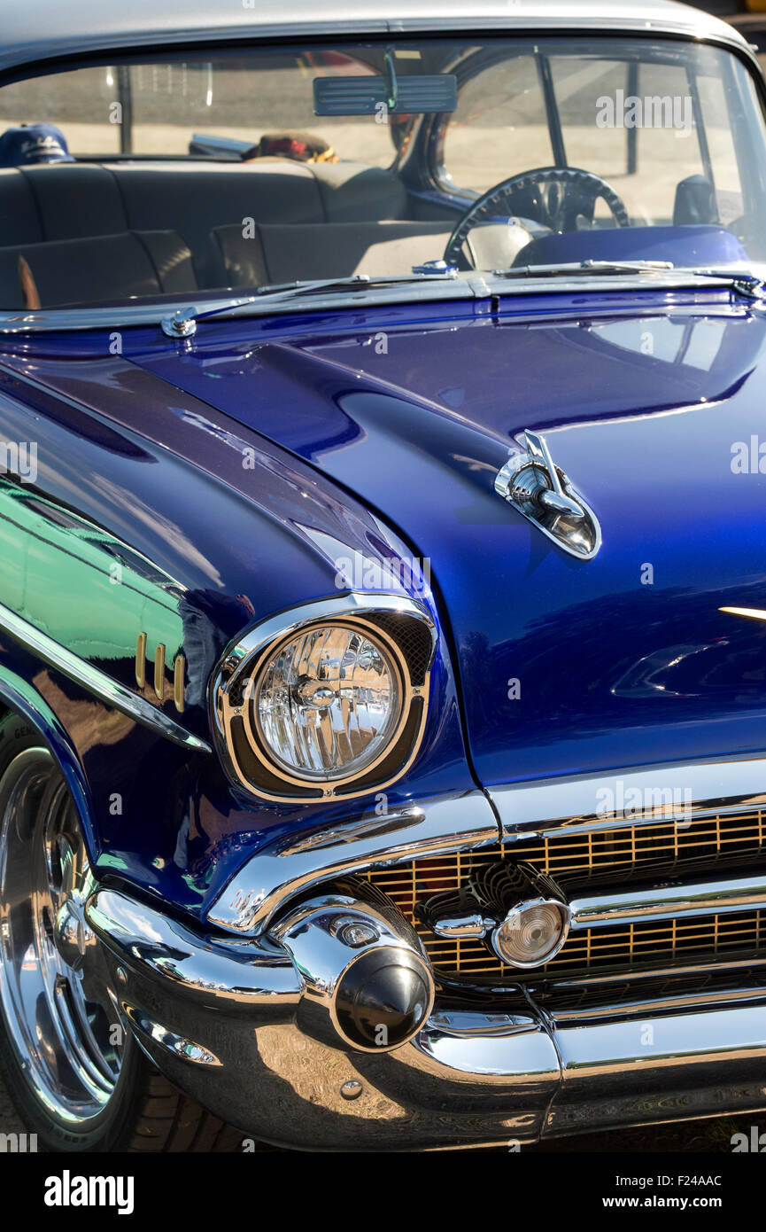 1957 Chevrolet Bel Air. Chevy. Classic American Auto. Brooklands, Weybridge, Surrey, England Stockfoto