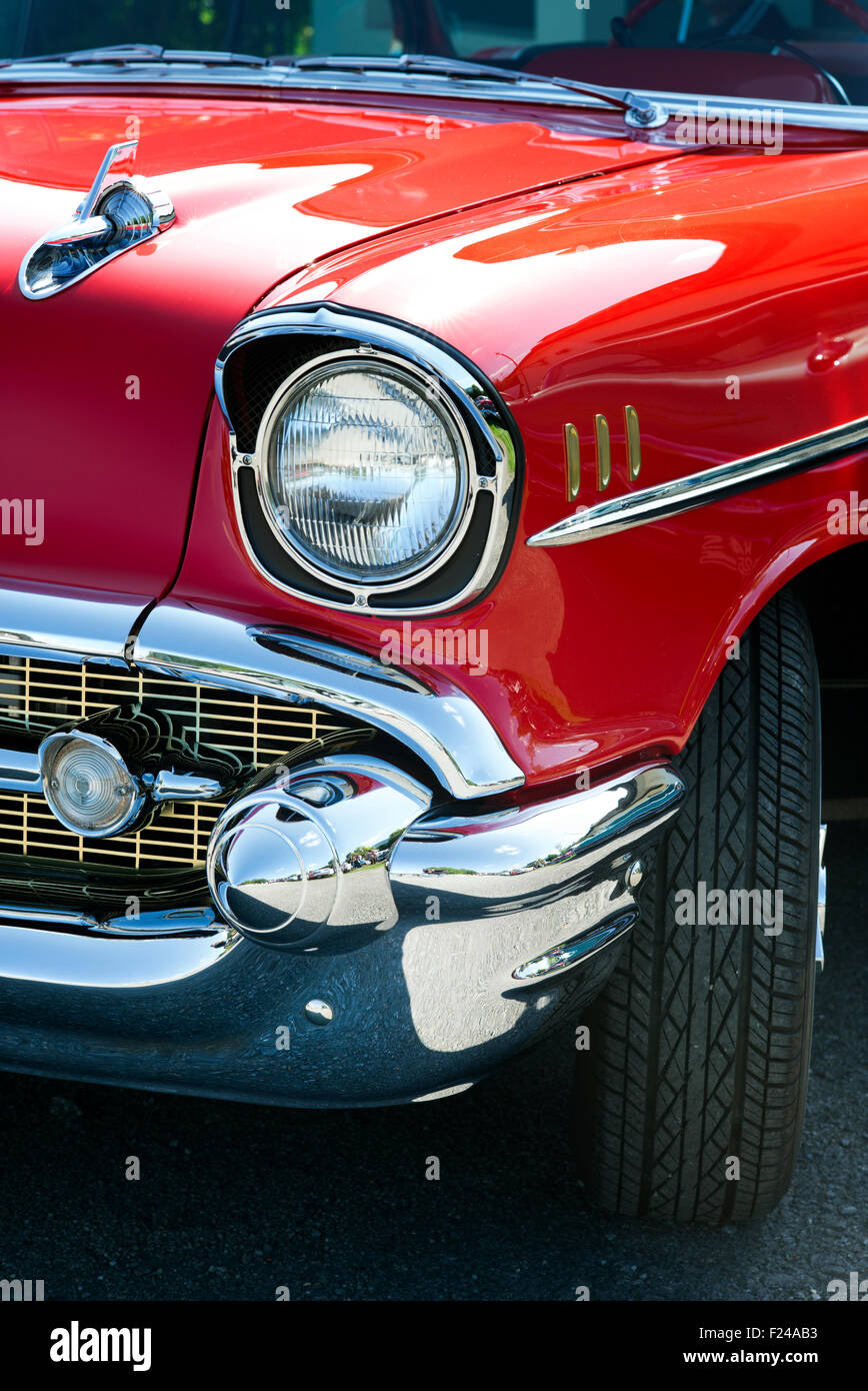 1957 Chevrolet Bel Air. Chevy. Classic American Auto. Brooklands, Weybridge, Surrey, England Stockfoto