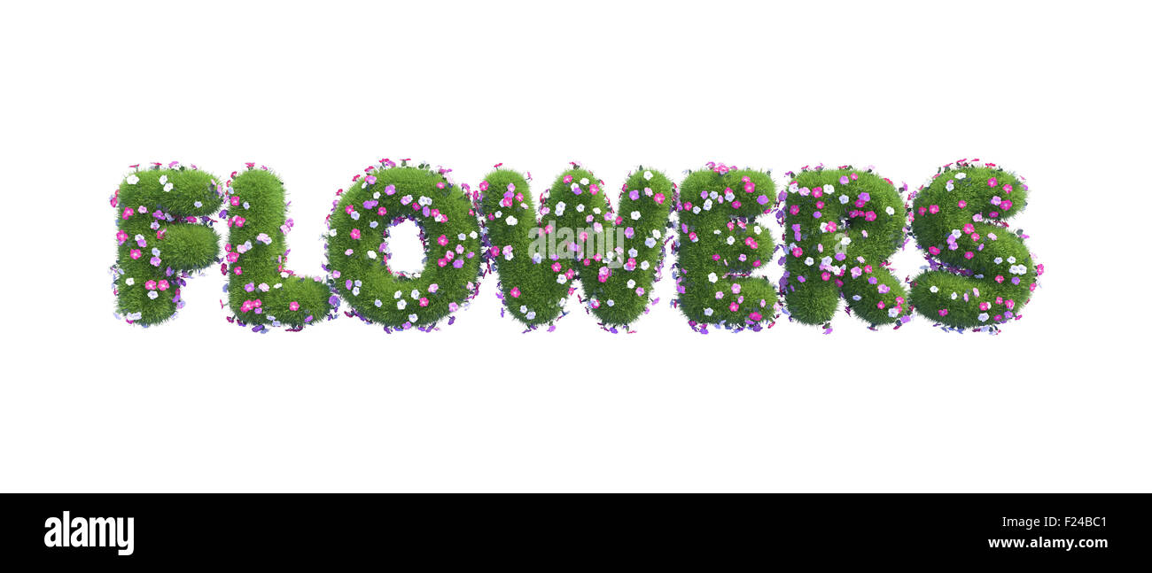 Symbole Blumen gemacht von grünem Rasen Stockfoto