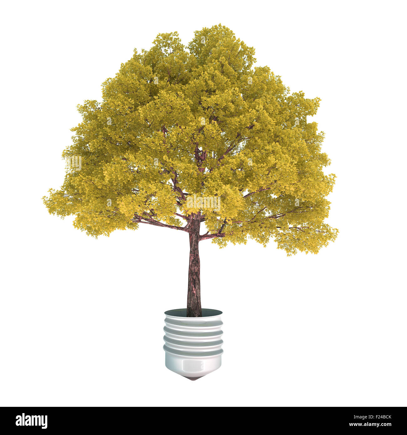 Herbst Baum wächst aus einem Metall Lampe Basis Stockfoto