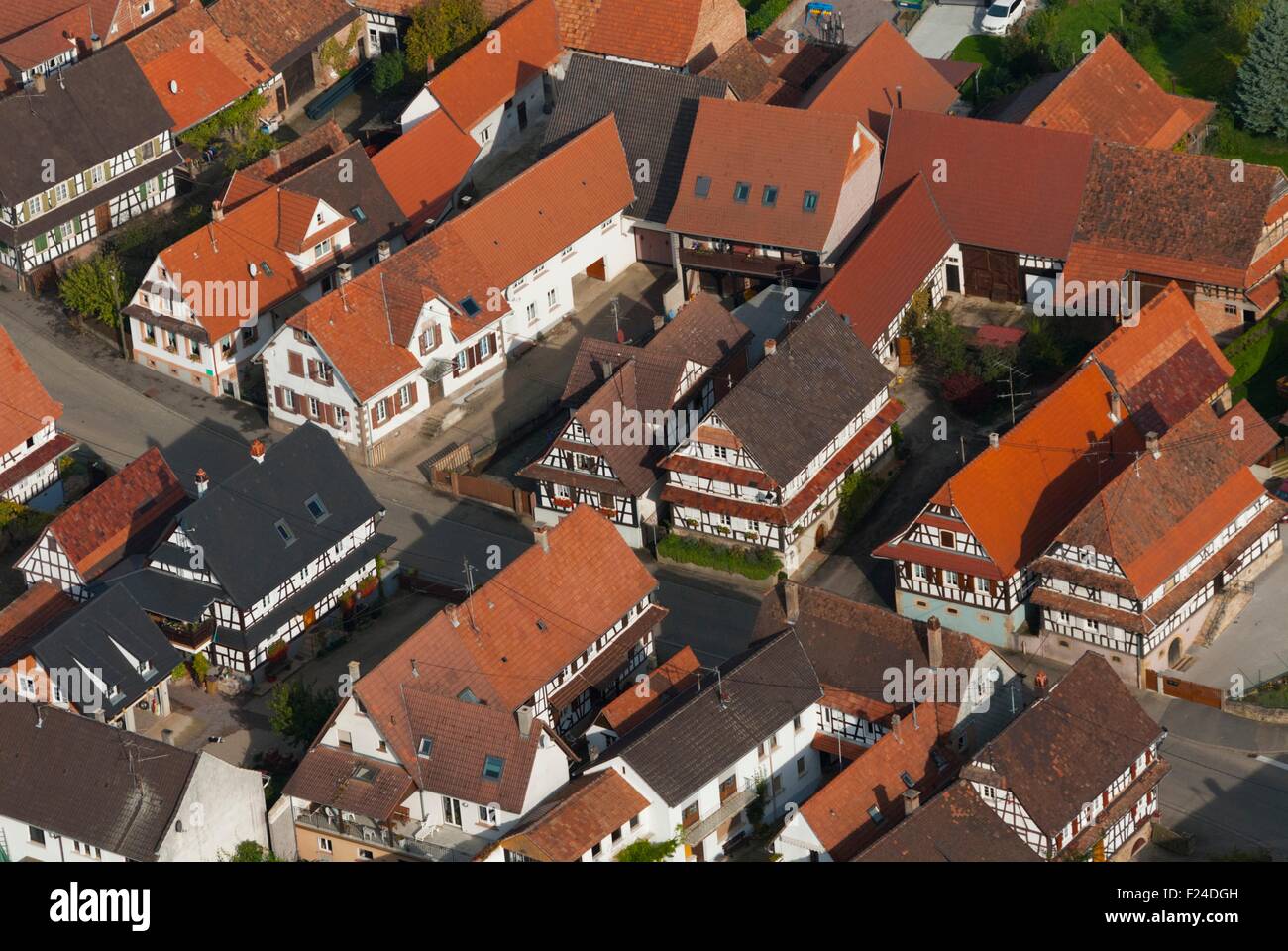Frankreich, Bas Rhin (67), Dorf Hunspach, zu einem der französischsten Dörfer gewählt (Luftaufnahme) Stockfoto