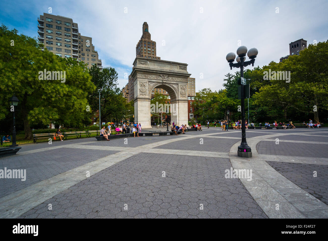 Die Washington Arch im Washington Square Park, Greenwich Village, Manhattan, New York. Stockfoto