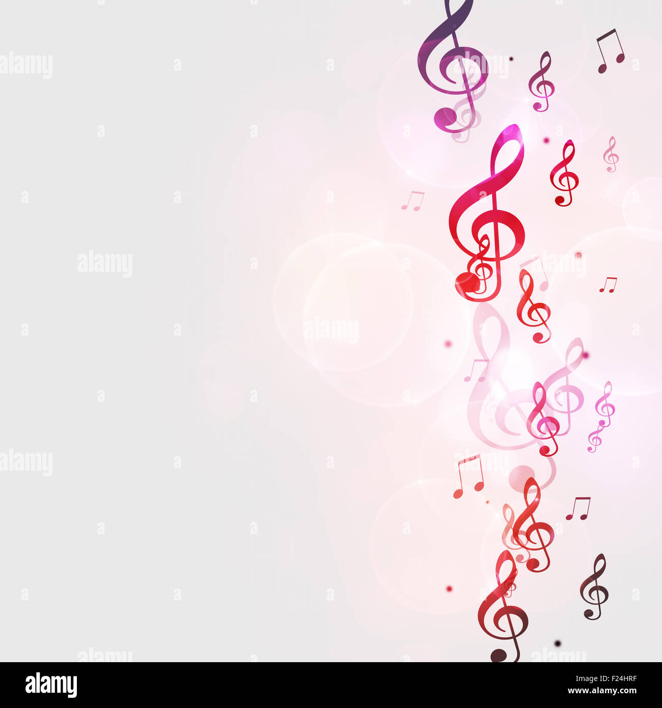 abstrakte hellen Hintergrund mit mehrfarbigen Musiknoten Stockfoto