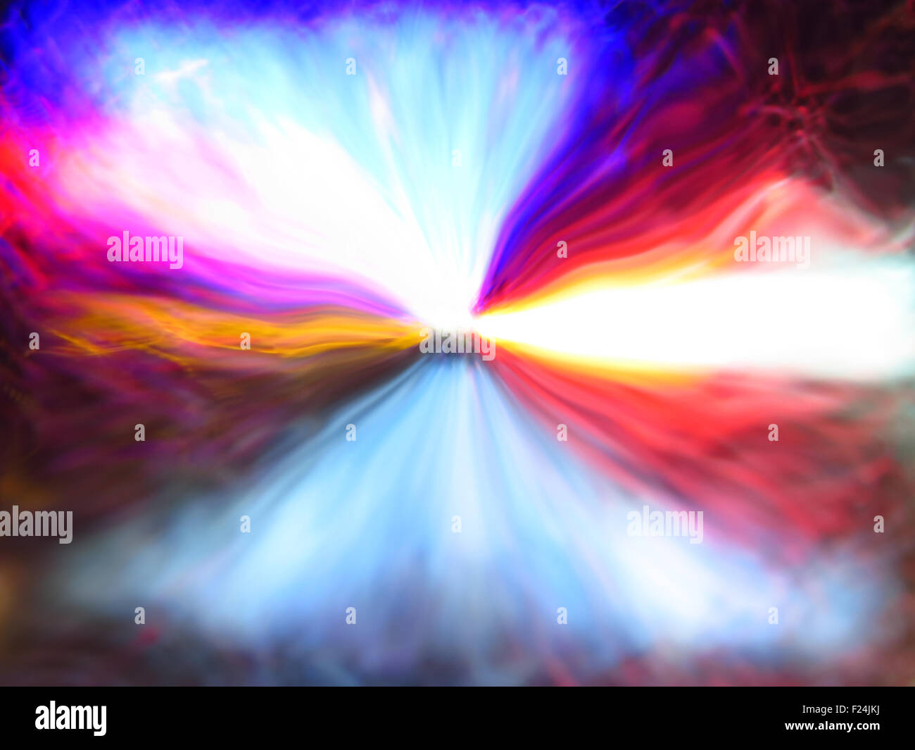 Ein metaphorisches Bild eines explodierenden Sterns verursacht eine spektakuläre bunte Explosion der Energien. Stockfoto