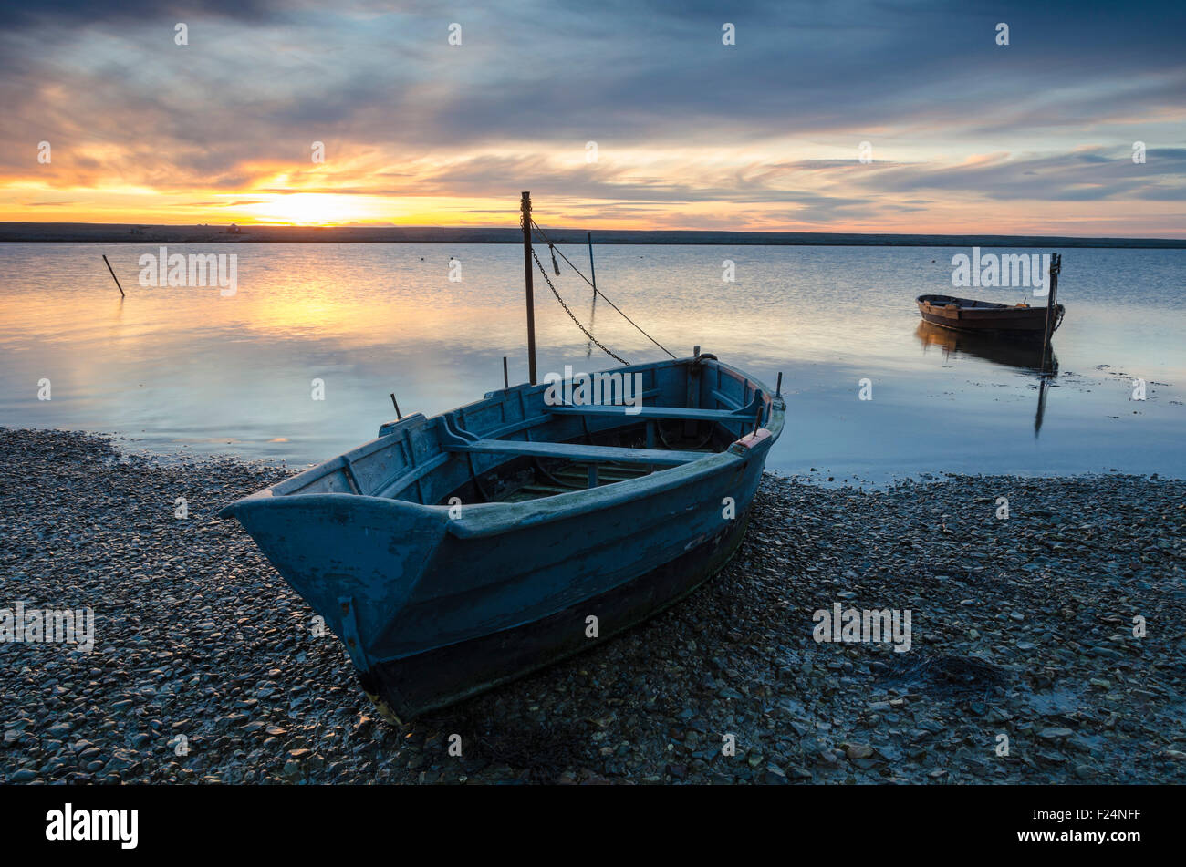 Boote im Osten Flotte in der Nähe von Chickerell, Weymouth auf Dorset Jurassic Coast, England, UK Stockfoto