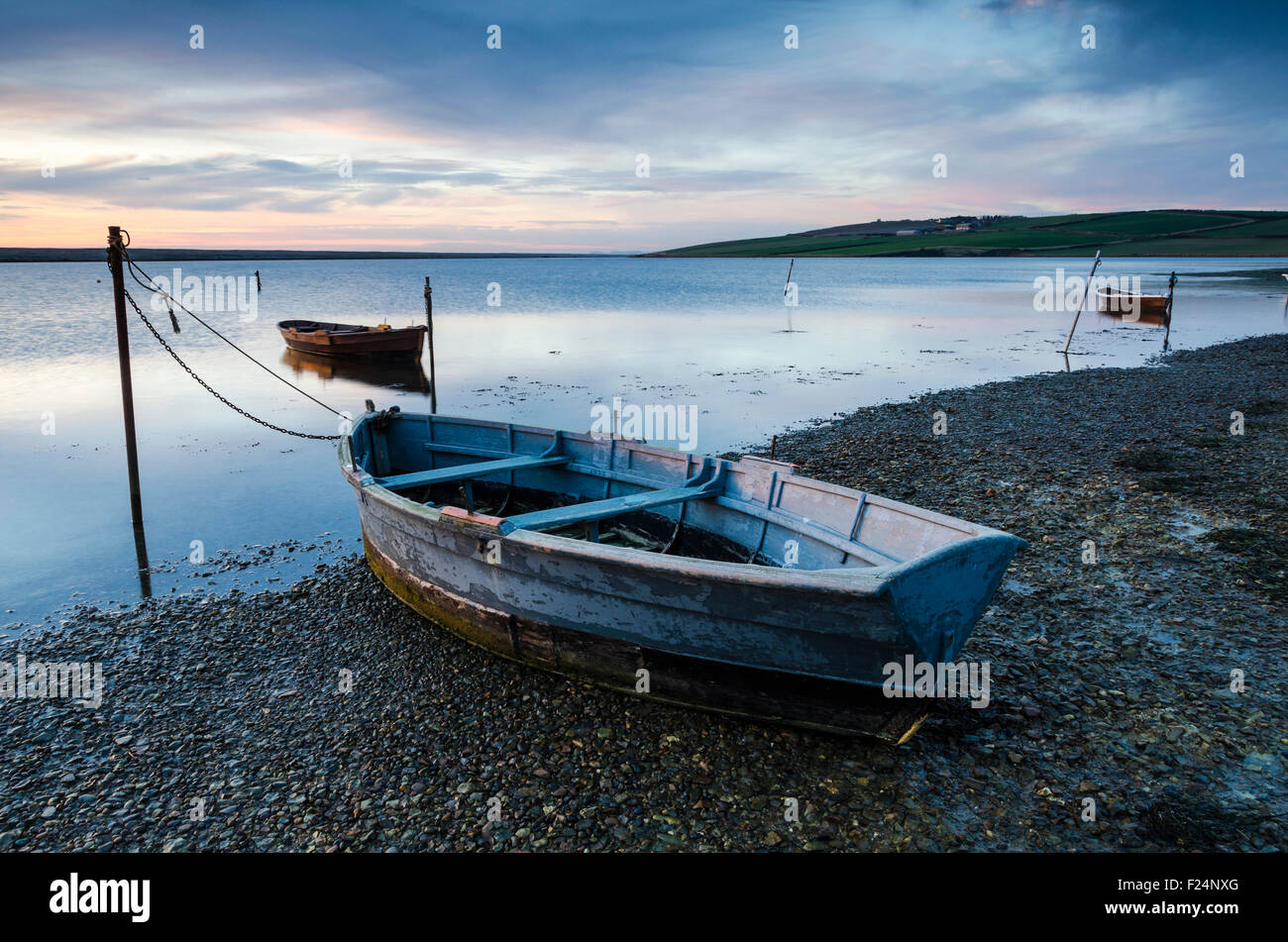 Boote im Osten Flotte in der Nähe von Chickerell, Weymouth auf Dorset Jurassic Coast, England, UK Stockfoto