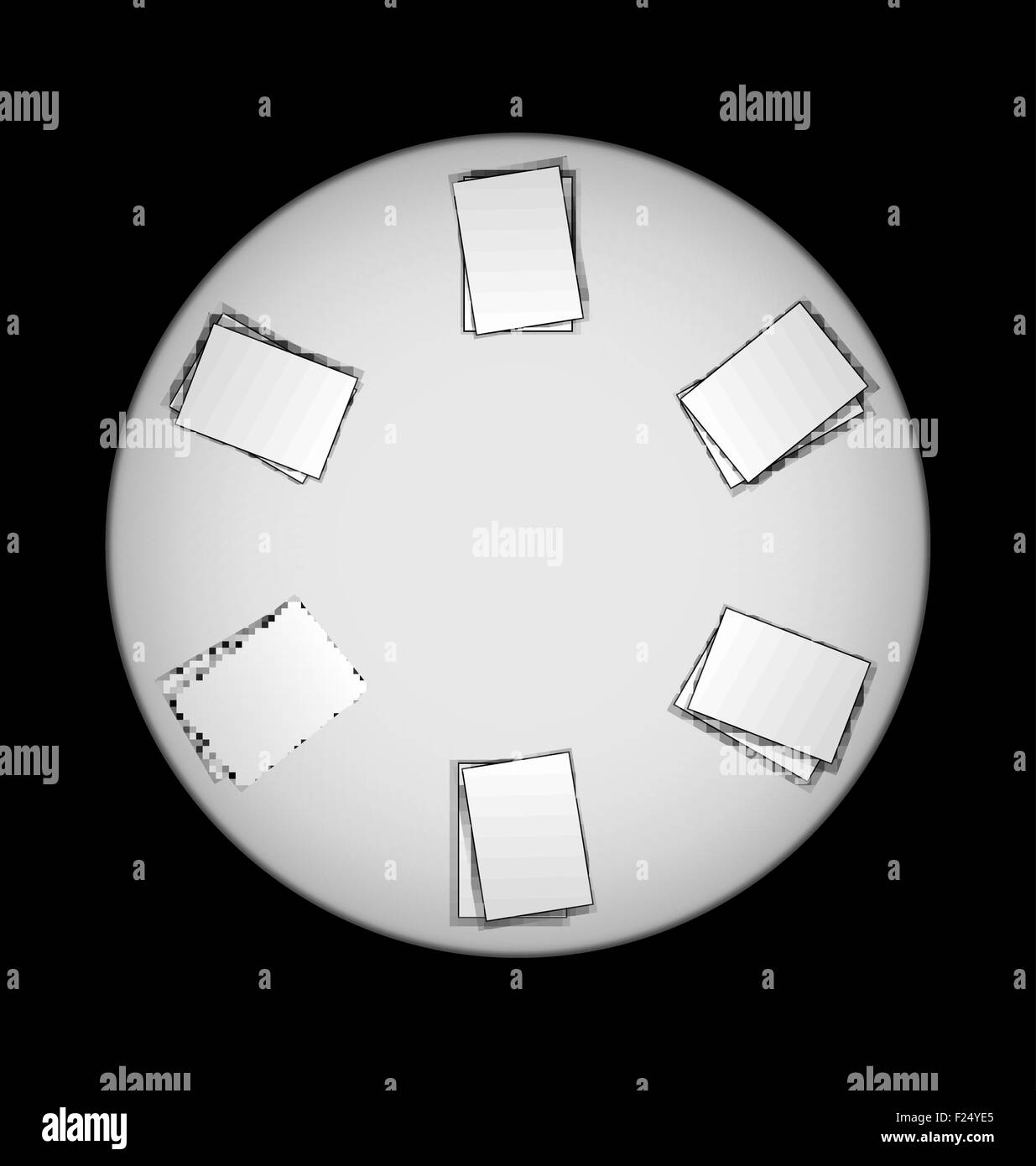 Flachen Stil Büro Arbeiter Betriebswirtschaft treffen und brainstorming auf dem runden Tisch in Draufsicht-Vektor-illustration Stock Vektor