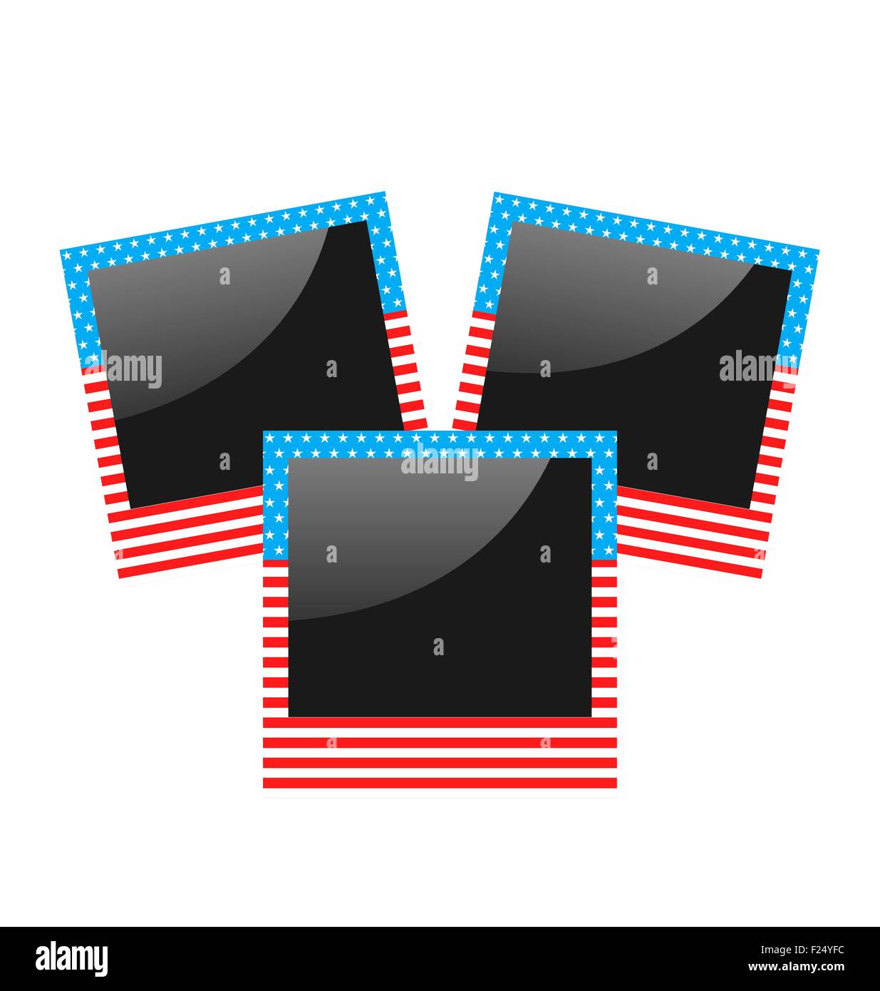 Drei Fotorahmen in USA Nationalfarben isoliert auf weißem backgr Stock Vektor
