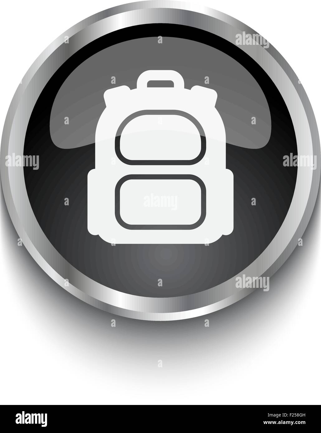 Weiß Rucksack Symbol auf schwarzen Web-Taste Stock Vektor