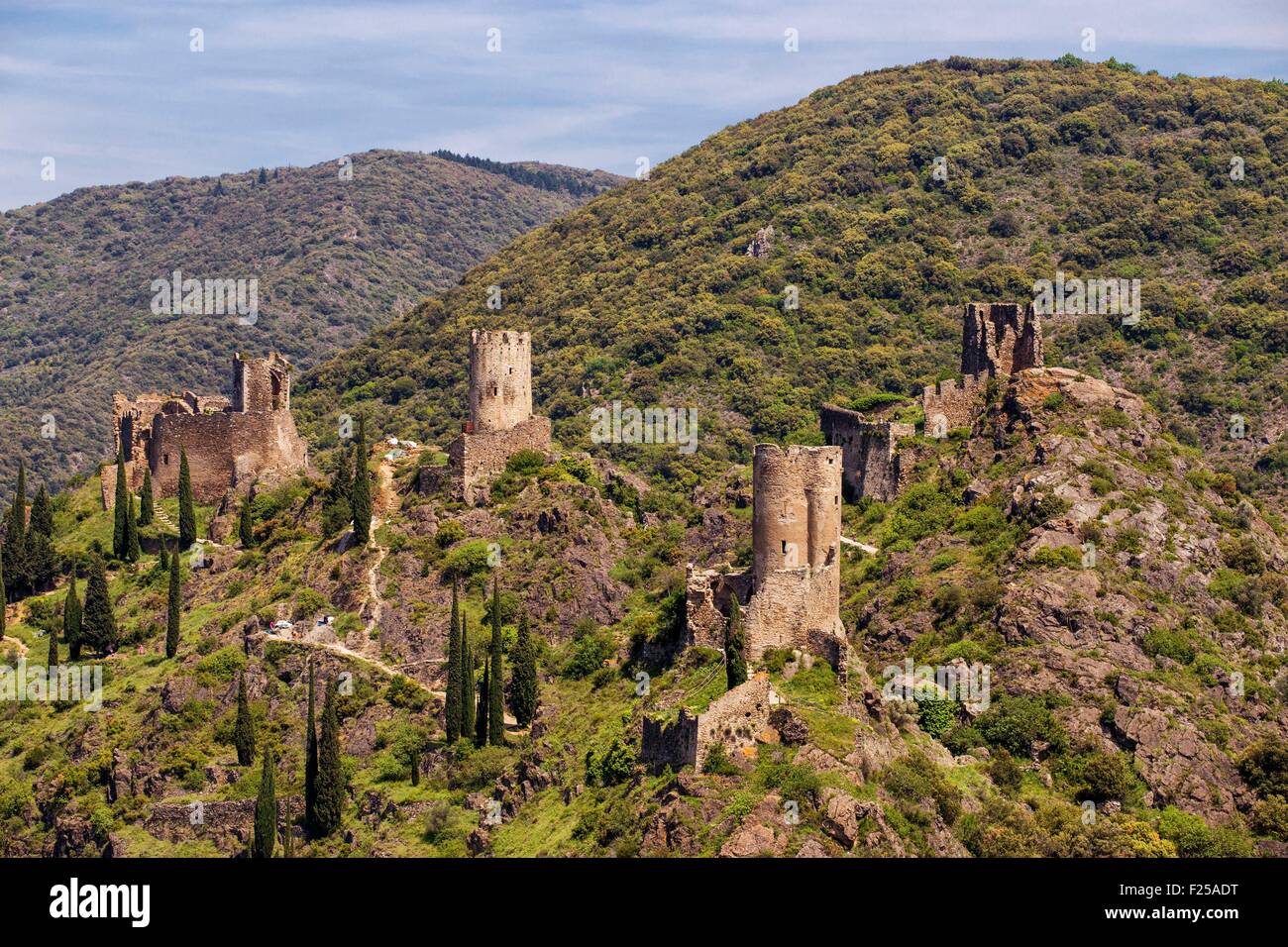 Frankreich, Aude, Lastours, Katharer Burgen Stockfoto