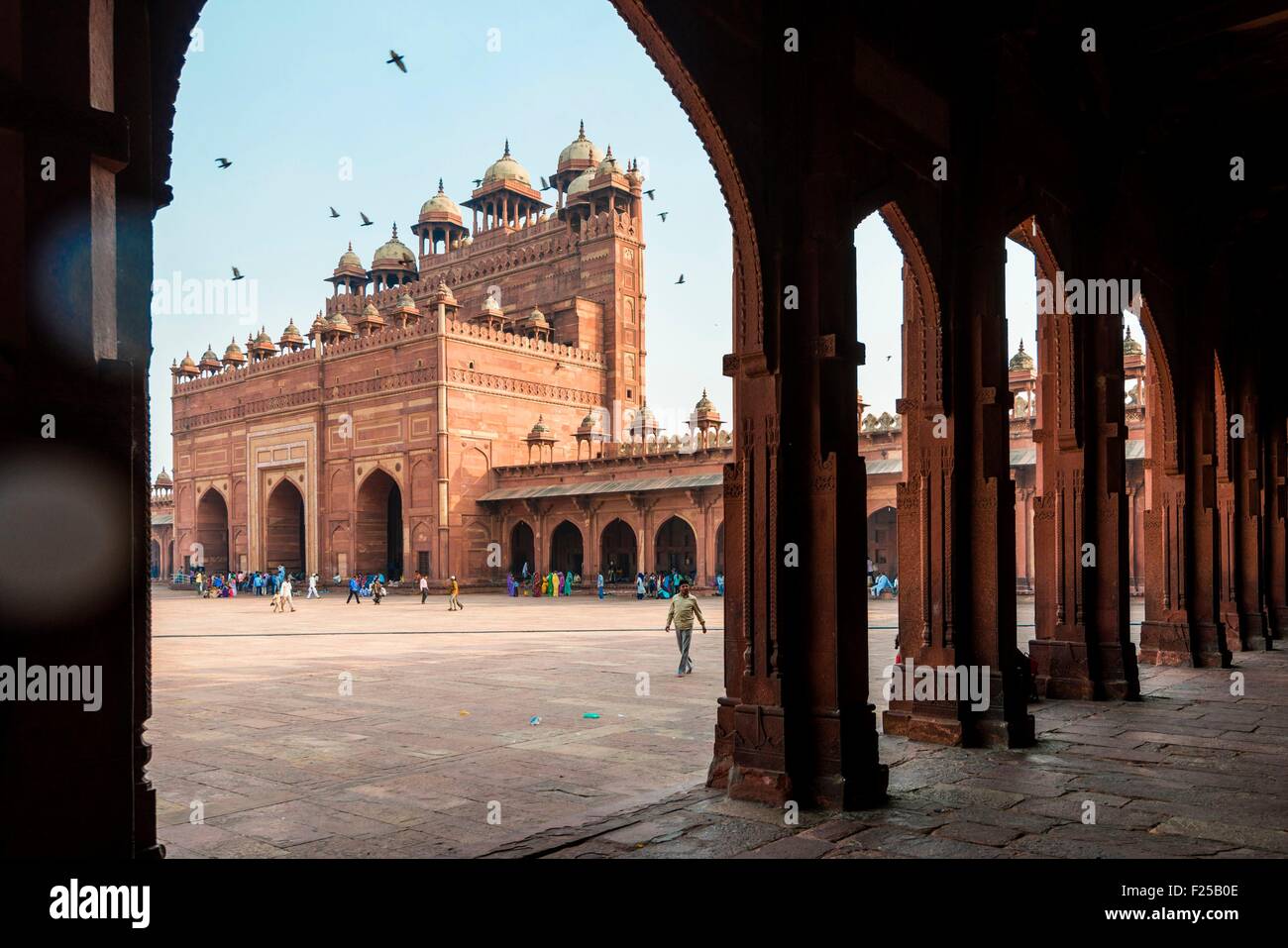 Indien, Bundesstaat Uttar Pradesh, Fatehpur Sikri, als Weltkulturerbe der UNESCO aufgeführt, erbaut in der zweiten Hälfte des 16. Jahrhunderts von Kaiser Akbar, Fatehpur Sikri (Stadt des Sieges) war die Hauptstadt des Mughal Reiches nur einige 10 Jahre Stockfoto