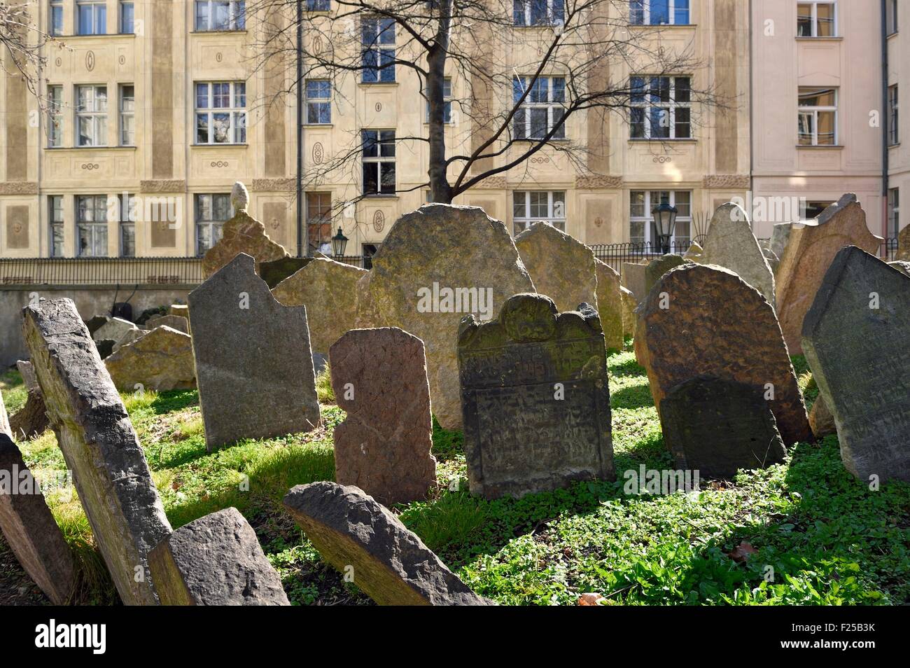 Tschechien, Prag, Altstadt als Weltkulturerbe von UNESCO, jüdische Viertel Josefov, jüdischer Friedhof Stockfoto