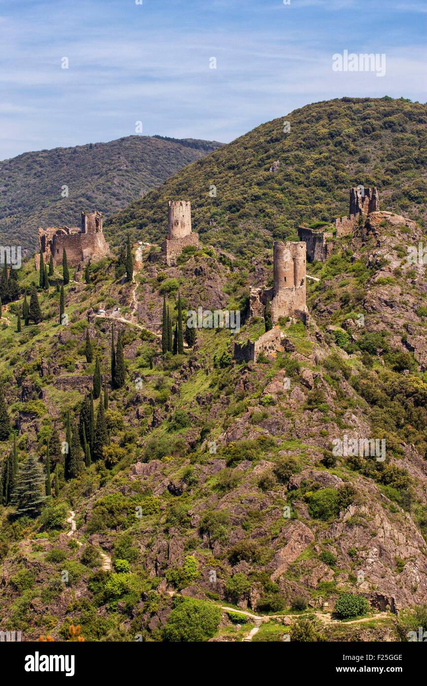 Frankreich, Aude, Lastours, Katharer Burgen Stockfoto