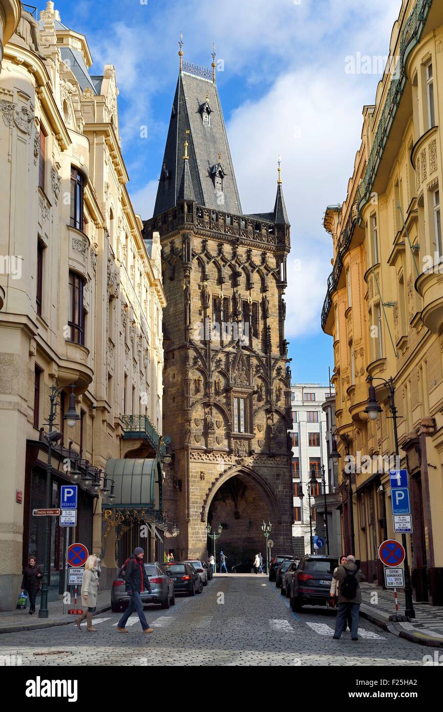 Tschechien, Prag, Altstadt Weltkulturerbe der UNESCO, Stare Mesto Stadtteil, der Pulverturm Stockfoto