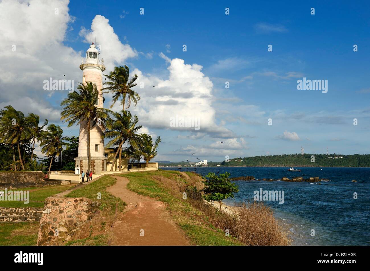 Sri Lanka, Südprovinz, Galle Fort, als Weltkulturerbe der UNESCO, der Leuchtturm am Meer Seitenwände der befestigten Stadt aufgeführt Stockfoto